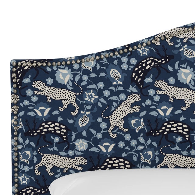 Spritely Home Ashland Headboard in Blue Leopard, Queen For Sale - Image 4 of 7