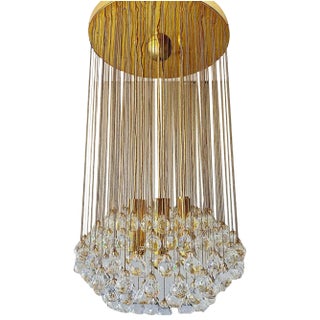 Vintage Crystal Balls Cascade Chandelier For Sale