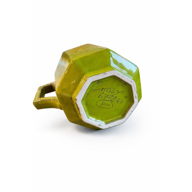 A striking vintage Italian ceramic coffee and tea service in a rich mottled chartreuse glaze, comprised of four...