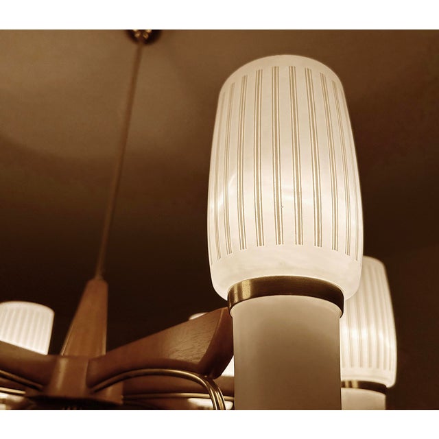 Large Scandinavian Style Pendant Light in Glass and Teak from Temde, 1960s For Sale - Image 14 of 18