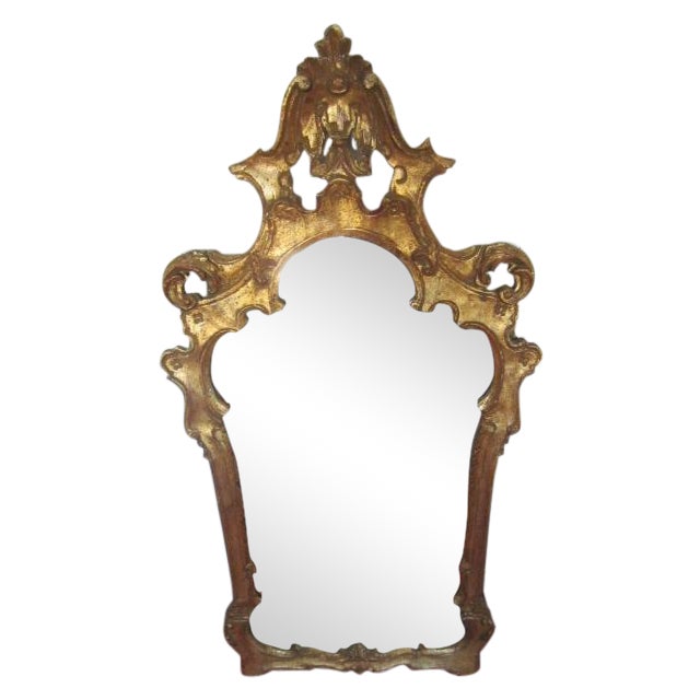 Gilded Italian Hall Mirror With Shelf For Sale
