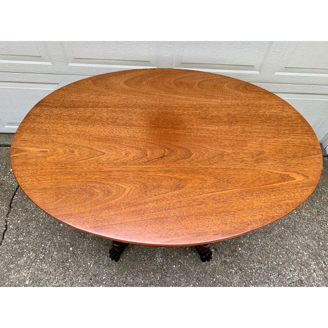 Antique American Empire Mahogany Paw Foot Pedestal Center Table, Late 19th Century For Sale - Image 9 of 12