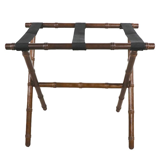 1970s Folding Valet Stand in Bamboo With Strapping Supports For Sale - Image 5 of 10