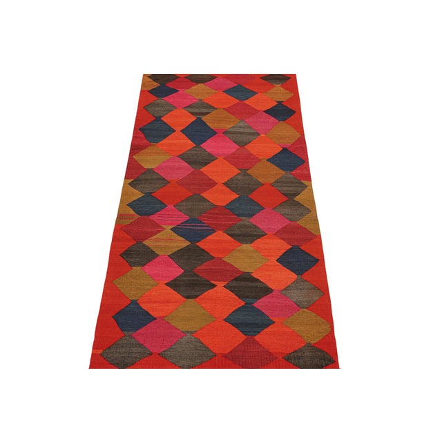 Traditional Vintage Karadagh Persian Kilim in Polychromatic Diamond Patterns by Rug & Kilim For Sale - Image 3 of 7