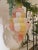 Luxury modern chandelier with sanded pink and amber ”Petals” in Murano glass . Hand-made in Murano glass , all made in...