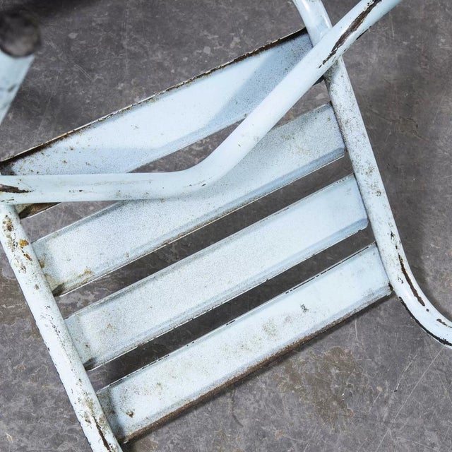 French Sky Blue Metal Stacking Outdoor Chairs from Tolix, 1950s, Set of 6 For Sale - Image 6 of 9