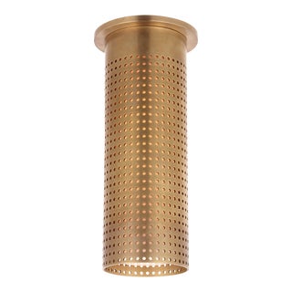 Kelly Wearstler for Visual Comfort Signature Precision Tall Monopoint Flush Mount in Antique-Burnished Brass with White Glass For Sale