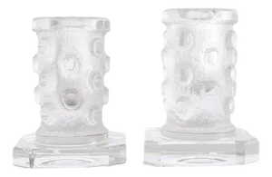 Art Deco Heavy Crystal Candlesticks from Daum, France, 1930s, Set of 2