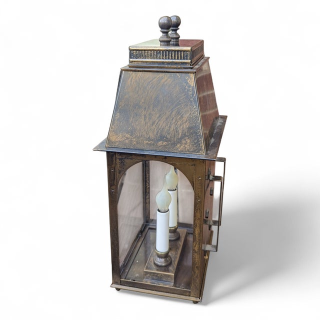 American Vintage Ethan Allen Colonial Carriage Lantern Plug in Wall Sconce For Sale - Image 3 of 18