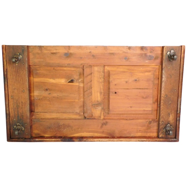 Vintage Rustic Country Farmhouse Cedar Lined Trunk With Caster Wheels For Sale - Image 13 of 13