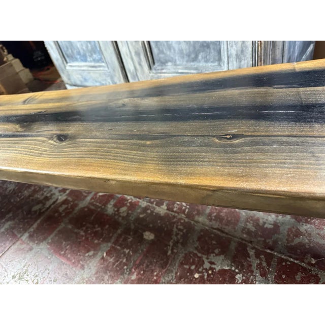 Rustic Modern Rustic Dining Bench – Live Edge, Weathered Gray For Sale - Image 3 of 9