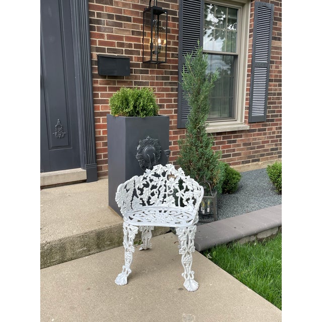 Victorian 2 Vintage Victorian-Style Cast Iron Grapevine Leaf Garden Patio Chairs For Sale - Image 3 of 11