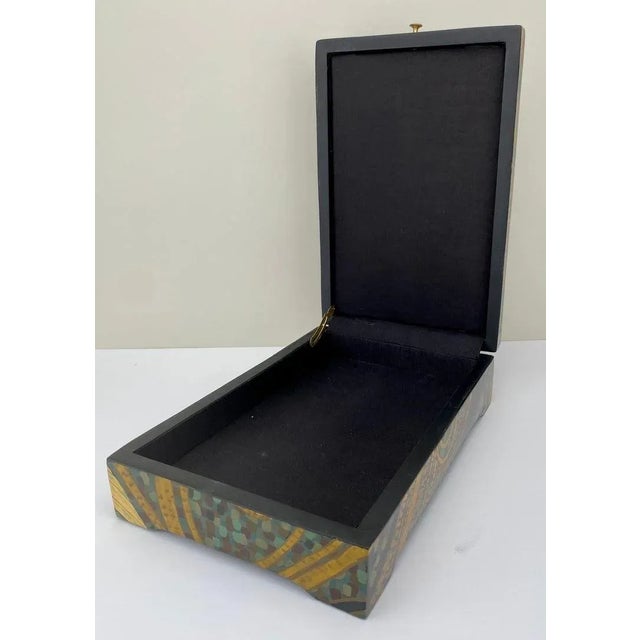 Art Deco Art Deco Revival Style Figurative Lacquer Decorative Box For Sale - Image 3 of 7
