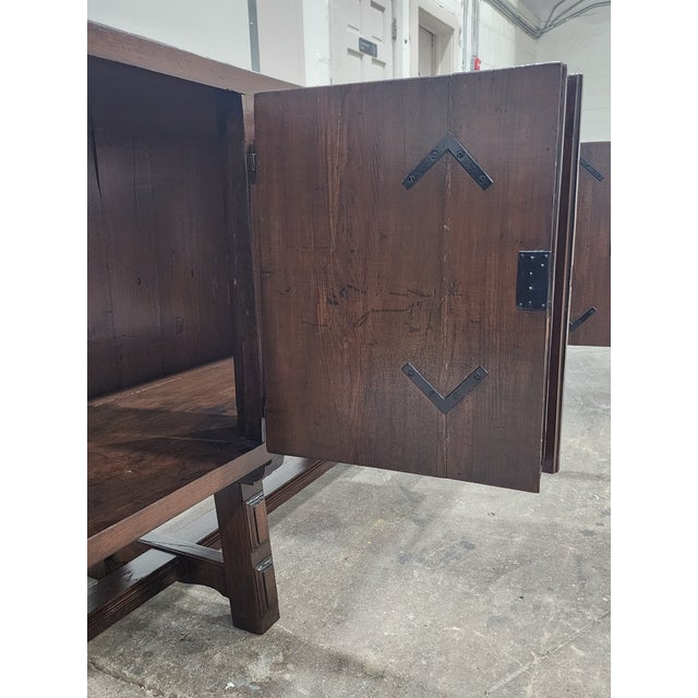 Antique Early 20th Century Spanish Baroque Catalan Carved Wood Credenza For Sale - Image 11 of 16