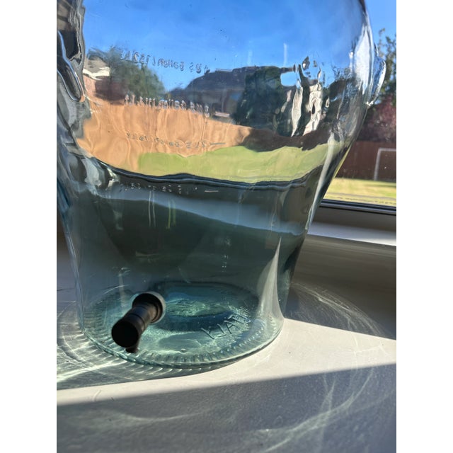 1970s Sve 5-Gallon Aqua Hand-Blown Glass Beverage Dispenser With Lid For Sale In Dallas - Image 6 of 10