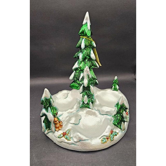 1990s Waterford Christmas Tree Snowy Village Forest Display Winter Scene for Ornaments Table Centerpiece For Sale - Image 13 of 13