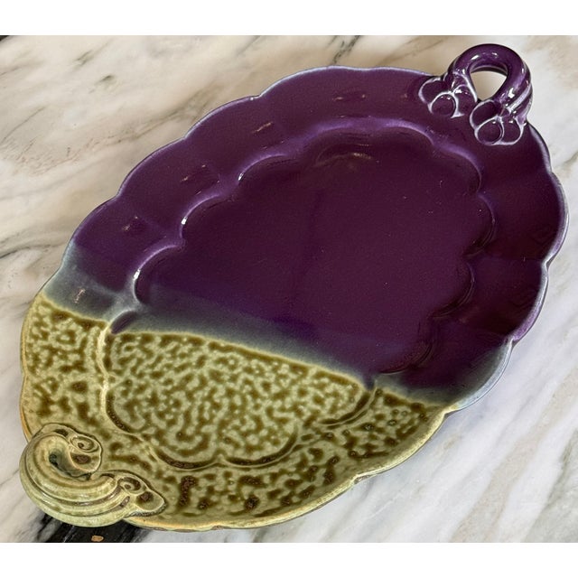 Contemporary Vintage Hand Crafted Painted & Glazed Studio Art Serving Tray For Sale - Image 3 of 11