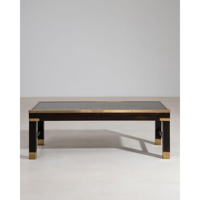 1960s 1960s Wood & Brass Coffee Table With Glass Covered Relief Of Galloping Horses For Sale - Image 5 of 8