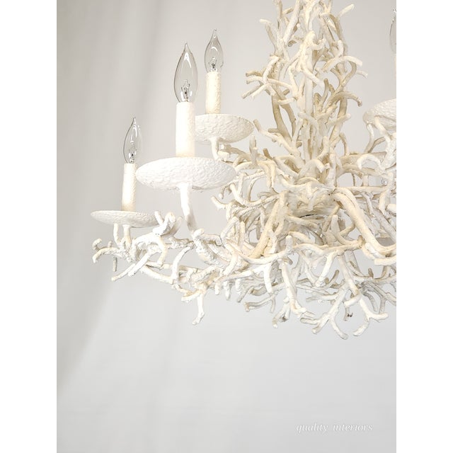 Metal Fabulous MCM Palm Beach 1960s 9 Arm 9 Light Coral Iron Tole (Heavy) Chandelier For Sale - Image 7 of 12