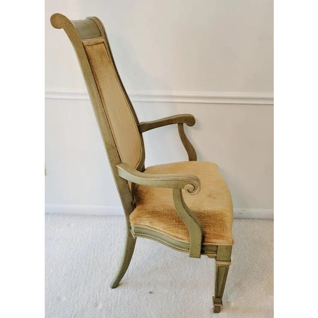 White Furniture 20th C Hollywood Regency 6 High Back Chairs and Glass Top Dining Table - 7 Piece Set For Sale - Image 4 of 12