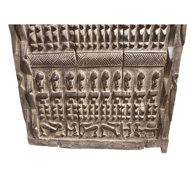 Brown Vintage Dogon Granary Door With Crocodiles /Figures Mali African 72.5" H For Sale - Image 8 of 9