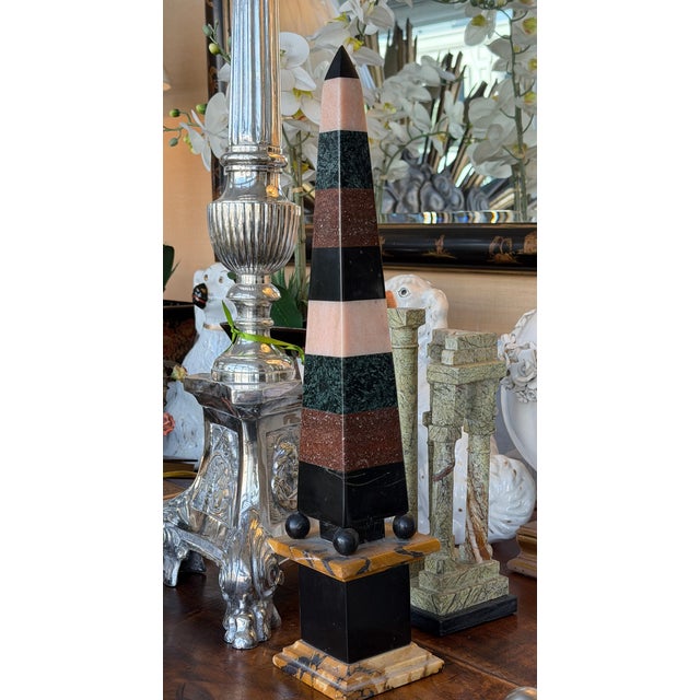 Antique Grand Tour Marble Inlaid Obelisk For Sale - Image 4 of 6