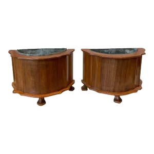 Vintage English Carved Cachepot With Metal Inserts.