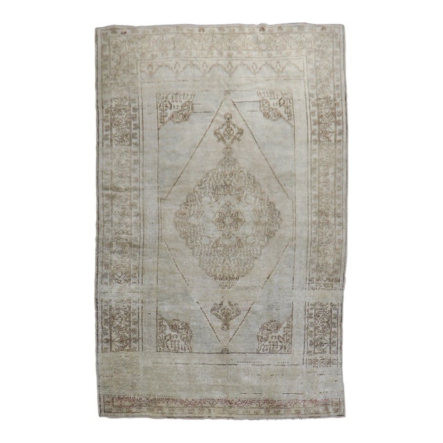 Neutral Tone Vintage Turkish Oushak Rug For Sale