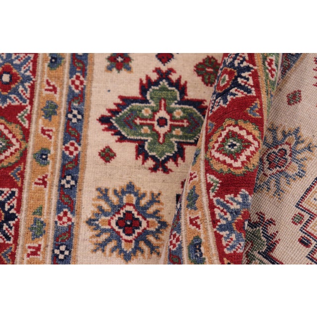 Textile Boheo Chic Kazak Tribal Beige/Red Wool Rug - 4'0''x6'0'' For Sale - Image 7 of 10
