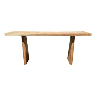 Solid Mango Wood Console Table, Natural Finish Modern Organic For Sale