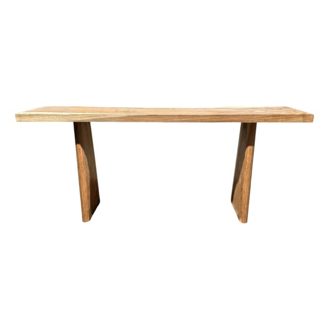 Solid Mango Wood Console Table, Natural Finish Modern Organic For Sale