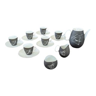 Modern Vintage Johann Haviland Bavaria Papageno Tea Set for 6 For Sale