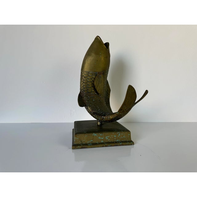 Metal 1960's Vintage Solid Brass Koi Fish on Base Sculpture/ Sold For Sale - Image 7 of 12