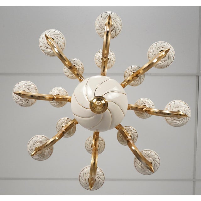 White Vintage Italian Neoclassical Revival Porcelain 16 Arm Chandelier For Sale - Image 8 of 10