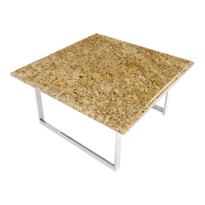 Mid Century Square Granite Top Chrome Base Occasional Coffee Side End Table