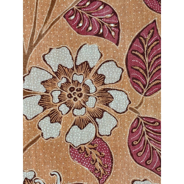 Traditional Schumacher Floral Batik Print Fabric Kava Cay Indoor Outdoor 1 6/8 Yards Mango For Sale - Image 3 of 7