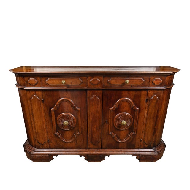 19th Century, Solid Walnut, Paneled, Tuscan Buffet For Sale