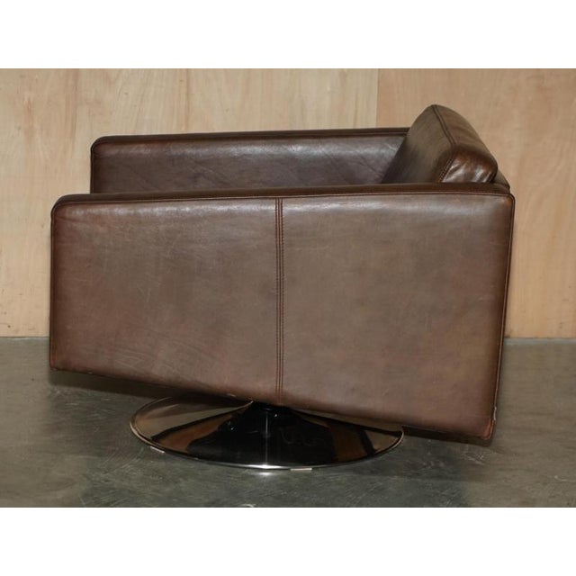 Vintage Heritage Swivel Lounge Armchair in Brown Leather with Chrome Base from BoConcept For Sale - Image 14 of 15
