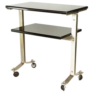 Brushed Steel & Stained Wood TV Trolley attributed to Giulio Moscatelli for Formanova, 1960s For Sale