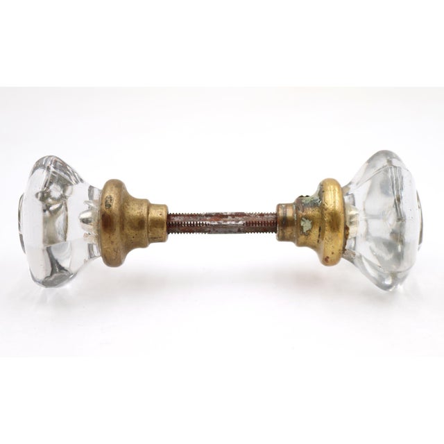 Traditional Antique Pair of Octagon Glass Bullet Passage Door Knobs For Sale - Image 3 of 5