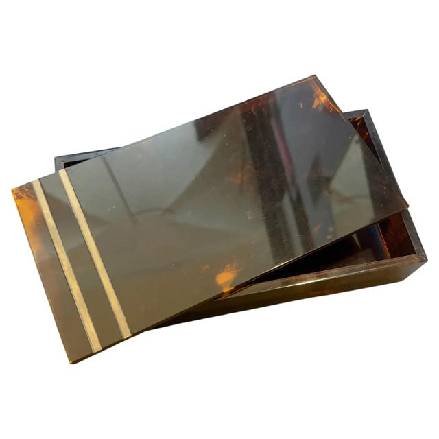 Christian Dior 1970s Mid-Century Modern Faux Tortoiseshell Lucite Luxury Box Dior Home Style For Sale - Image 4 of 10