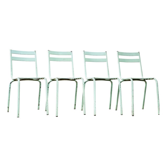 French Metal Stacking Outdoor Chairs, 1950s, Set of 6 For Sale