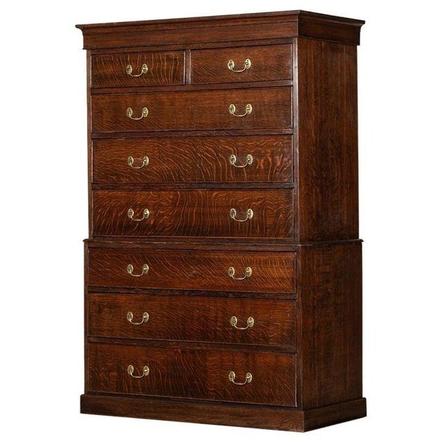 Large English Oak Tallboy Chest Drawers, 1870 For Sale - Image 14 of 14