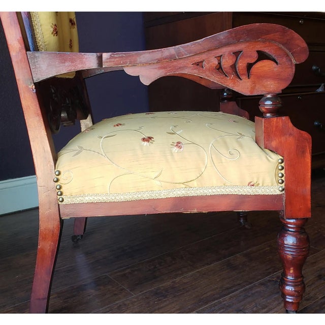 19th-Century Eastlake Victorian Walnut Parlor Fauteuil Arm Chair For Sale - Image 9 of 13