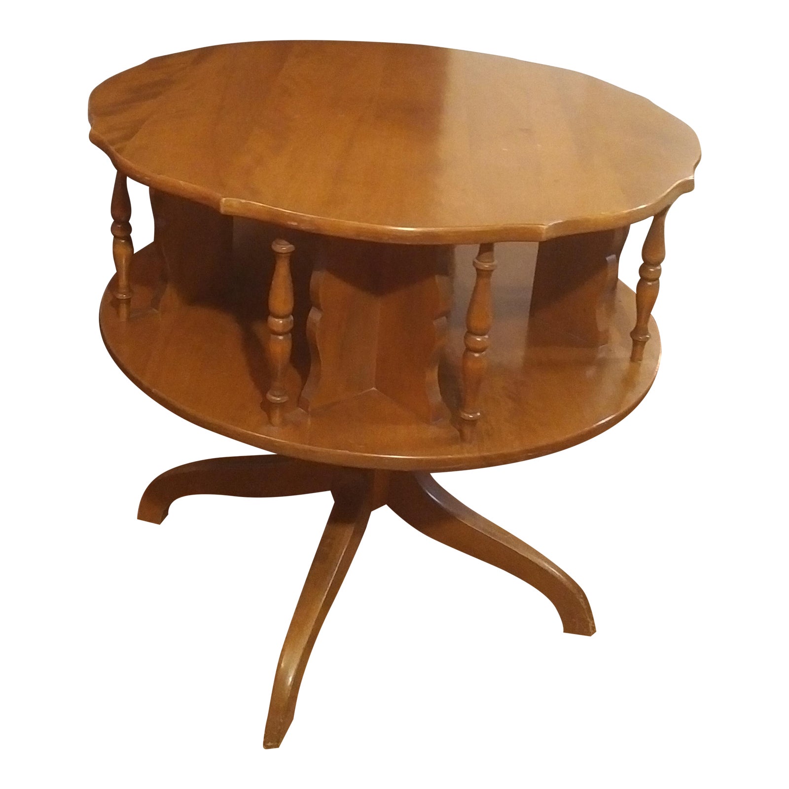 1960s MidCentury Modern Ethan Allen Oversized Rotating Round Side