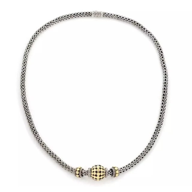 Metal John Hardy 3 Bead Dot Sterling Silver 18k Yellow Gold Enhancer Pendant Necklace For Sale - Image 7 of 10