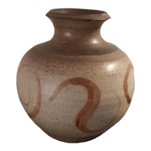 1950s Artist Signed Japanese Koinuma Michio Mashiko Squat Ceramic Vase.
