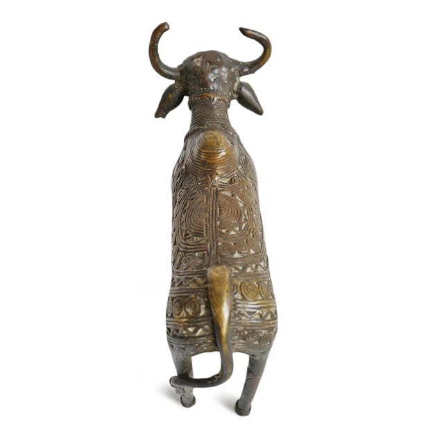 Vintage Brass Tribal India Brahma Cow For Sale In Los Angeles - Image 6 of 8