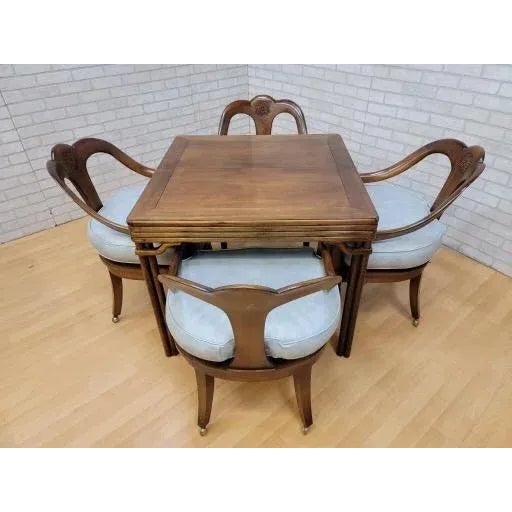 Neoclassical Michael Taylor Spoon Back Slipper Chairs & Table For Sale - Image 10 of 10