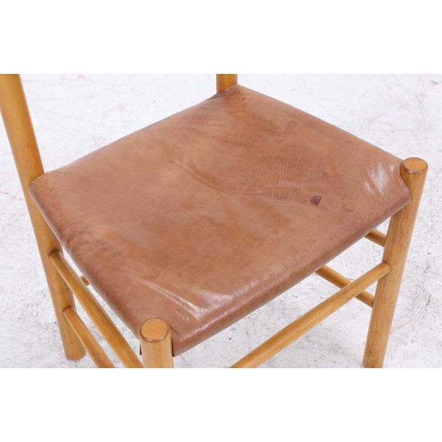 Wood Mid-Century Wooden and Leather Dining Chair, 1960s-1970s For Sale - Image 7 of 16
